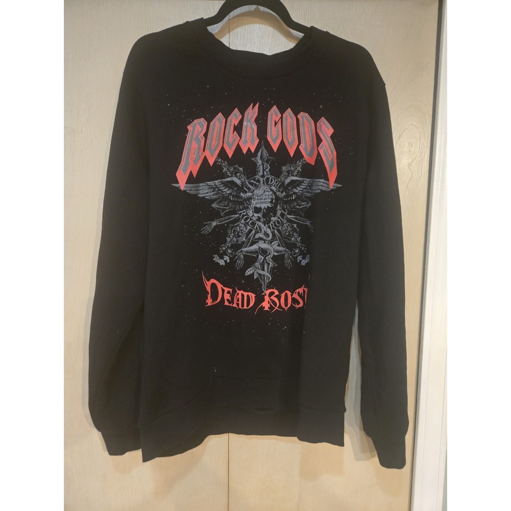 John Richmond Rock Gods Dead Roses Sweatshirt XL Black Graphic Crewneck